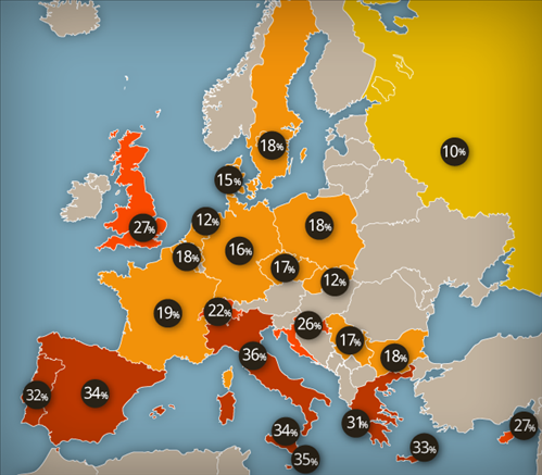 избыточный вес по странам Европа